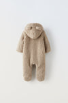 ZR Faux Shearling Brown Overall Romper Snowsuit #12854