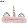 Unicorn Pink Silver Horn Fluffy Hair Band 4767