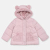 GRG Thick Fleece Lined Fur Trim Pink Hooded Puffer Jacket 13168