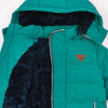 Pillon Thick Sherpa Lined Fur Trim Green Deattachable Hooded Puffer Jacket 13462