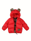 Black Gold Red Hooded Puffer Jacket 13316