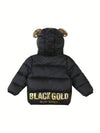 Black Gold Black Hooded Puffer Jacket 13315