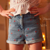 SM Hearts Embroided Denim Shorts 13207