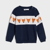 Fox Bunny Fox Face Blue Knitted Sweater 