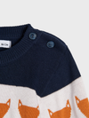 Fox Bunny Fox Face Blue Knitted Sweater 