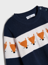 Fox Bunny Fox Face Blue Knitted Sweater 