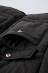 ZR Big Chest Pocket Round Collar Quilted Puffer Black Jacket 12899