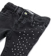 OM BELL-SHAPED JEANS WITH RHINESTONE Black Denim Pant 12833