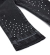 OM BELL-SHAPED JEANS WITH RHINESTONE Black Denim Pant 12833