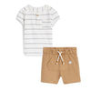 CA Henley Style Lining Shirt Shorts Set 13108