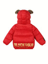 Black Gold Red Hooded Puffer Jacket 13316