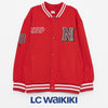 LCW Thick Tiger Red Baseball Jacket with White Sleeves 13428