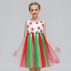 Fancy Red Green Net Frock 9352