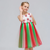 Fancy Red Green Net Frock 9352