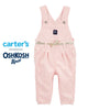 Oshksh Pink Hickory Stripe Full Length Overalls Dungaree with Ribbon Belt 12142