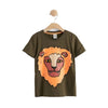 Lindex Dark Green Lion Face Printed T-shirt