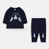 Pet Navy Blue Knit Sweatshirt and Trouser 2PCS Set