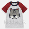 Baby Grey Panther Face with Maroon Sleeves T-shirt