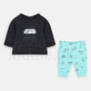 Junior Black and Sea Green Shirt and Trouser 2PCS Set