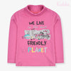 Furturino Girl Pink High-neck Jersey Shirt 