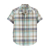 Carters White & Light Brown Cotton Check Causal Shirt