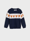 Fox Bunny Fox Face Blue Knitted Sweater 11535