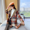 Unisex Orange Check Butter Fur Coat 11438