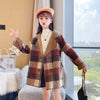 Unisex Orange Check Butter Fur Coat 11438