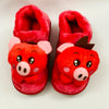 Stuffed Face Pink Covered Winter Rubber Sole Slipper 6250