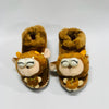 Stuffed Character Brown Covered Winter Rubber Sole Slipper 6323